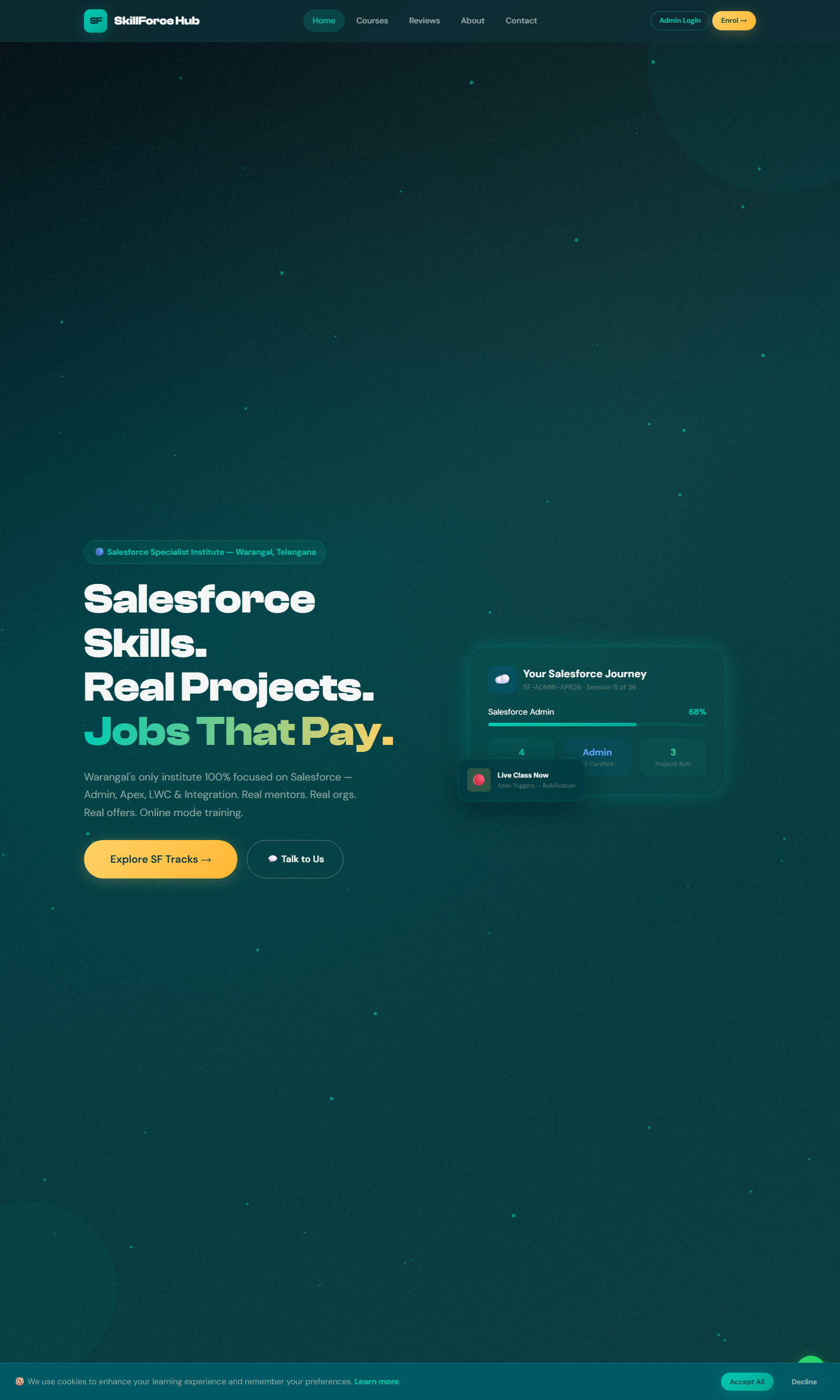 SkillForceHub homepage - Salesforce training courses and enrolment